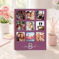 Purple photo collage monogram modern diary