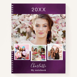 Purple photo collage name notebook
