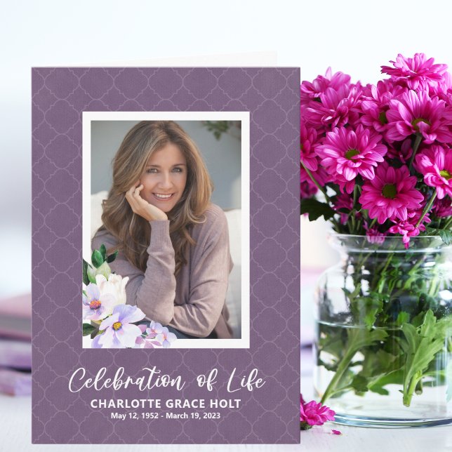 Purple Photo Flowers Memorial Program (Creator Uploaded)