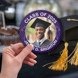 Purple Photo Football Graduation  Magnet