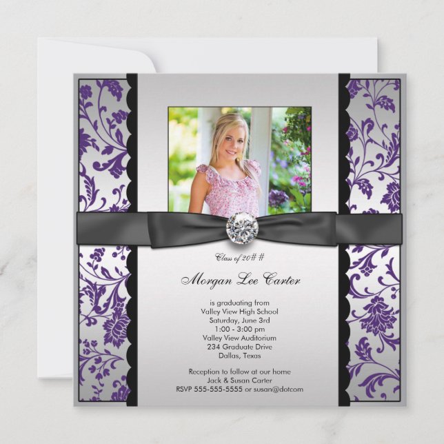 Purple Photo Graduation Announcement (Front)