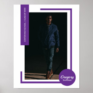 Purple Photo Modern Graduation Poster