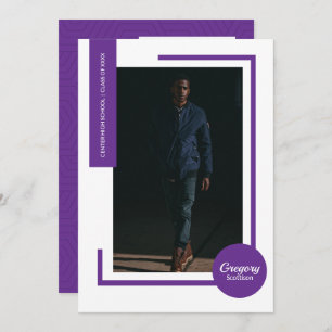 Purple Photo Modern Photo Graduation Invite