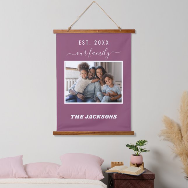 Purple photo name script hanging tapestry (Bedroom)