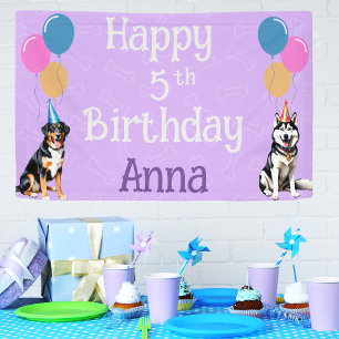 Purple Photo Puppy Dog Birthday Paw-ty Banner