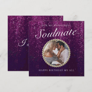 Purple Photo Romantic Girlfriend Birthday Card