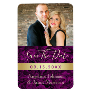 Purple Photo Wedding Save The Date Invitation Magnet