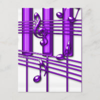Purple Piano Keyboard Music Notes