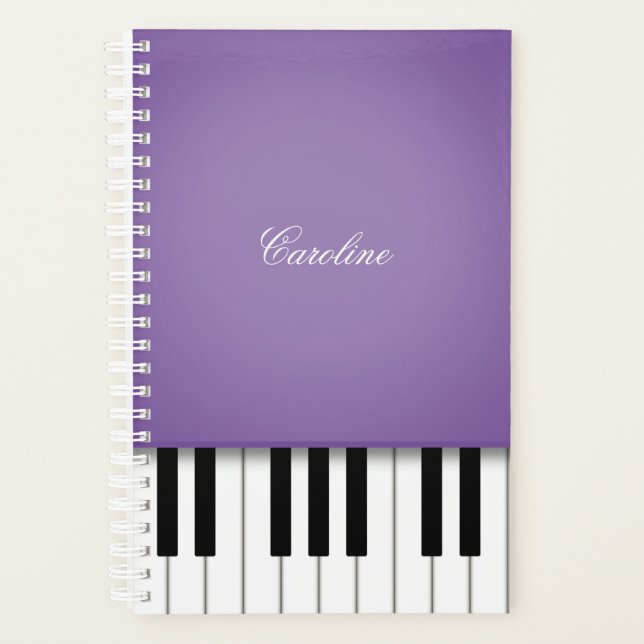 Purple Piano Keyboard Personalised Music Planner (Front)