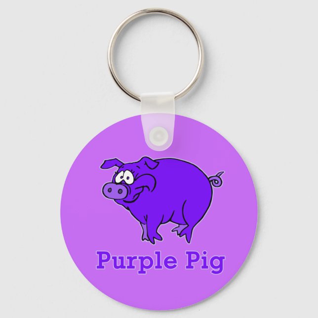 Purple Pig on Apparel, Mugs, Baby Shirts Key Ring (Front)