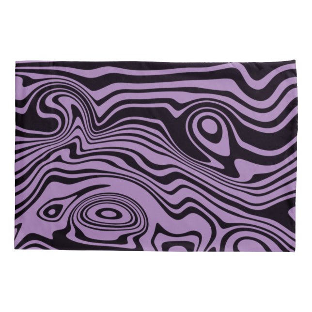 Purple Pillow Case Abstract Waves - Custom Colour (Back)