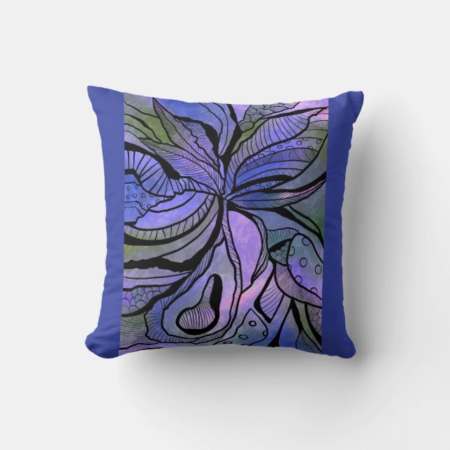 Purple pillow with abstract floral design (Front)