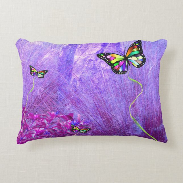 Purple Pillow with Colourful Butterflies (Front)