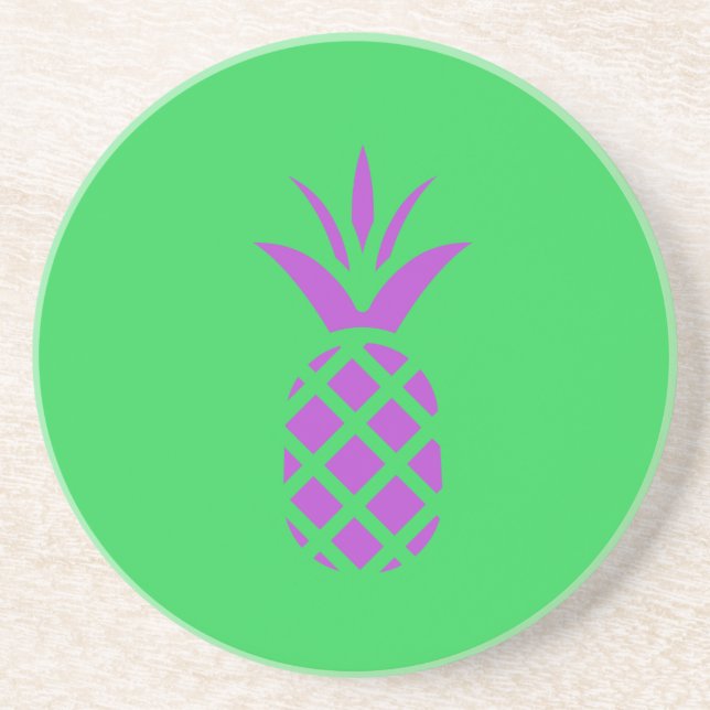 Purple pine apple in green. coaster (Front)