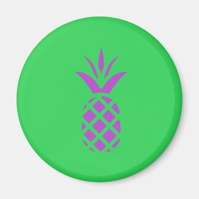 Purple pine apple in green. magnet (Front)