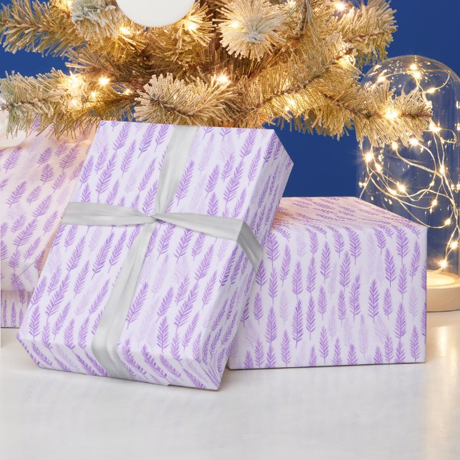 Purple Pine leaves Christmas Wrapping Paper (Holidays)