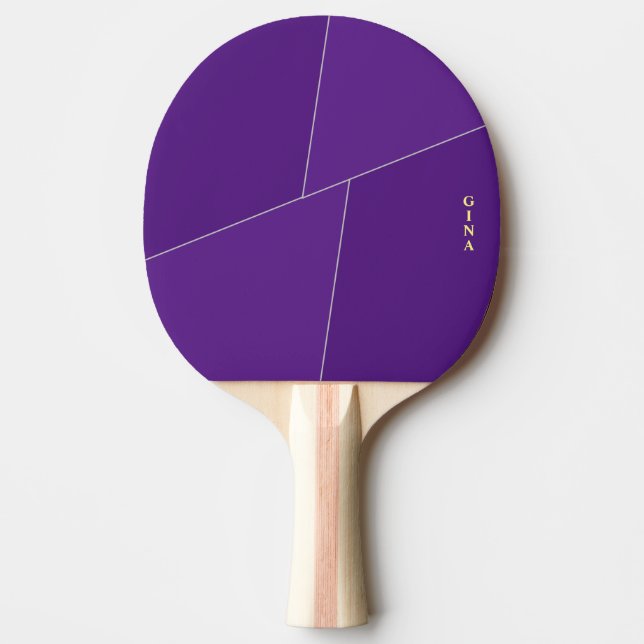 Purple Ping Pong Paddle Personalised with Name (Front)