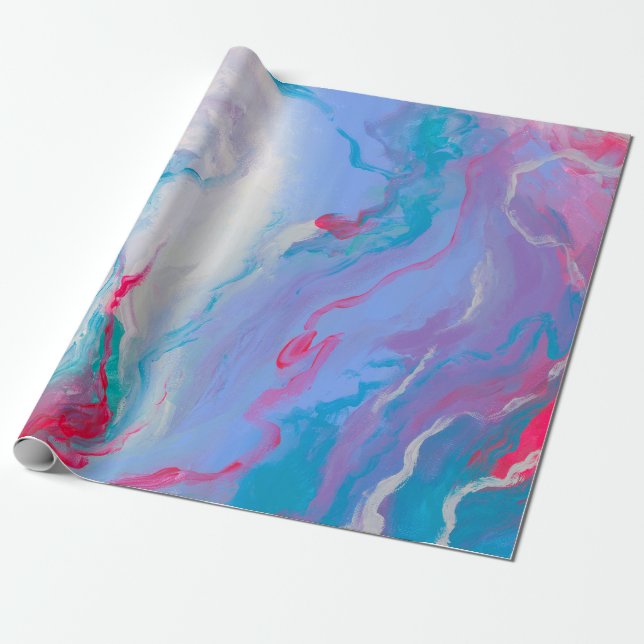 Purple Pink Abstract Colourful Painting Wrapping Paper (Unrolled)