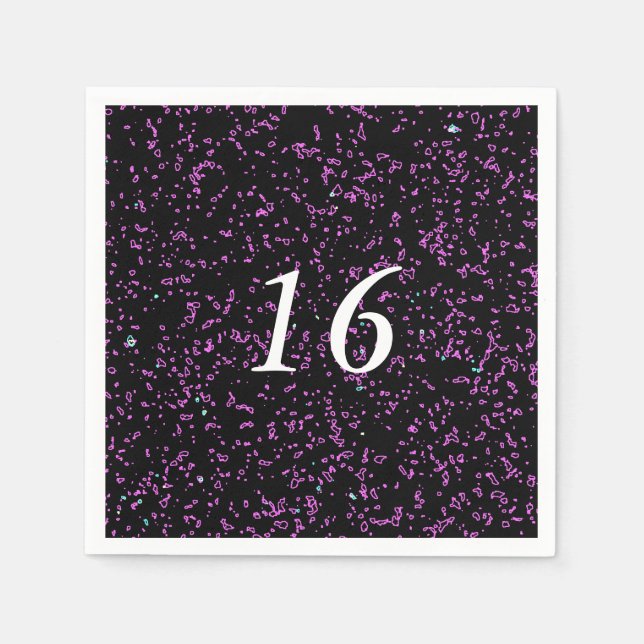 Purple Pink Abstract Patterns Cute 16th Birthday Napkin (Front)