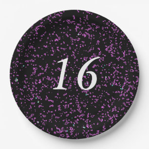 Purple Pink Abstract Patterns Cute 16th Birthday Paper Plate
