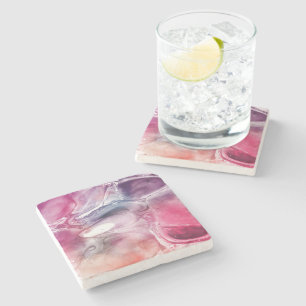 Purple Pink Abstract Stone Coaster