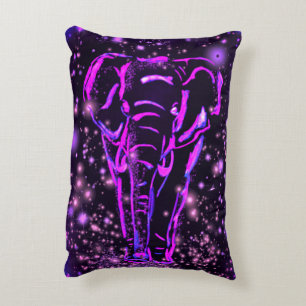 Purple Pink Accent Pillow Elephant In Starry Night