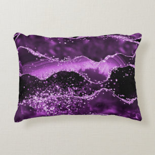 Purple pink agate marble decorative cushion