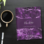 Purple pink agate marble monogram 2025 planner<br><div class="desc">A deep purple and pink agate,  marble stone background.  Personalise and add your monogram initals,  name and a year.</div>