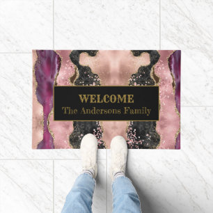 Purple Pink Agate Welcome Personalised  Doormat