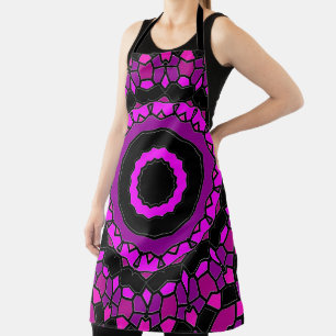 Purple Pink and Black Kaleidoscope Pattern Apron