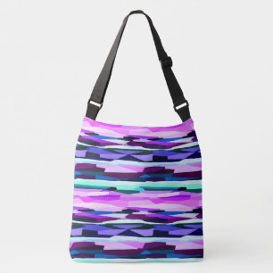 Purple, Pink and Blue Abstract Stripes Crossbody Bag