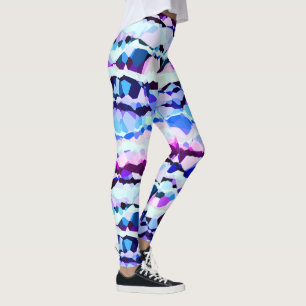 Purple, Pink and Blue Abstract Stripes Leggings
