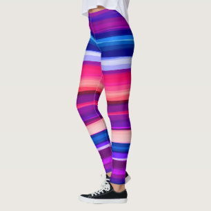 Purple, Pink and Blue Abstract Stripes Leggings