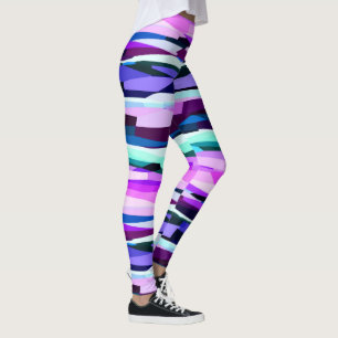 Purple, Pink and Blue Abstract Stripes Leggings