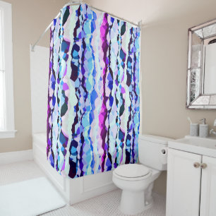 Purple, Pink and Blue Abstract Stripes Shower Curtain