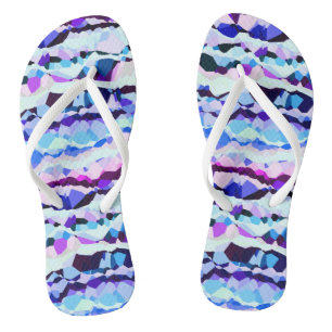 Purple, Pink and Blue Abstract Stripes Thongs