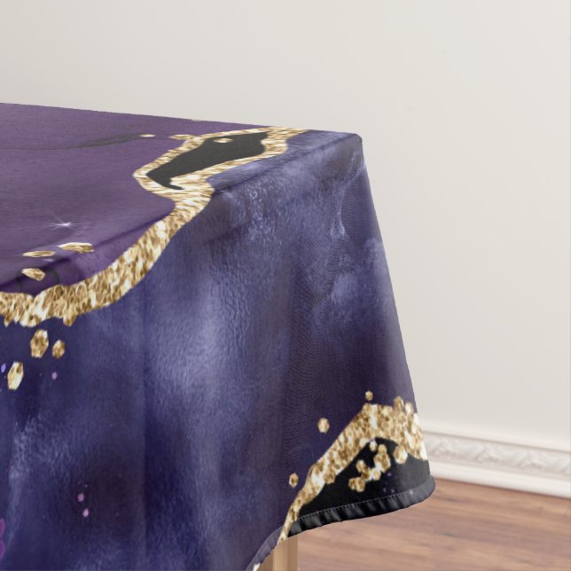 Purple, Pink and Gold Glitter Agate Pattern Tablecloth (In Situ)