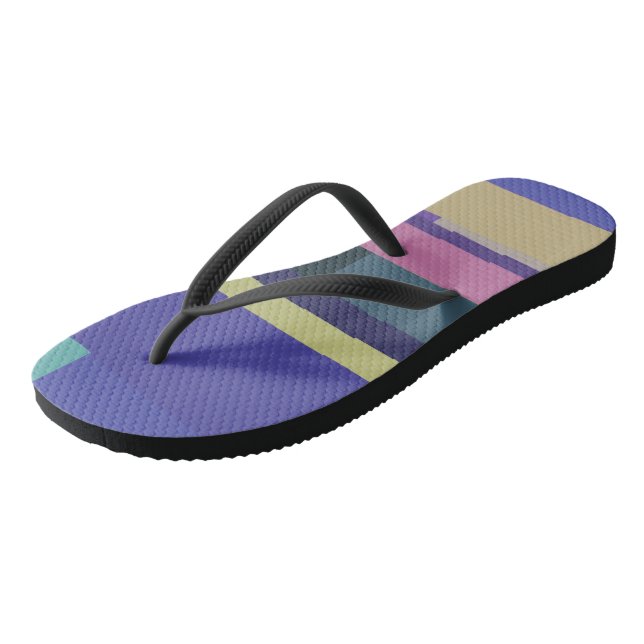 Purple, Pink and grey Abstract Stripes Thongs (Angled)