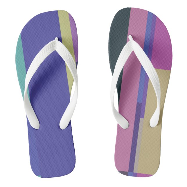Purple, Pink and grey Abstract Stripes Thongs (Footbed)