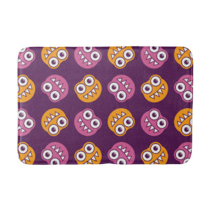 Purple Pink And Orange Cute Bugs Pattern Bath Mat