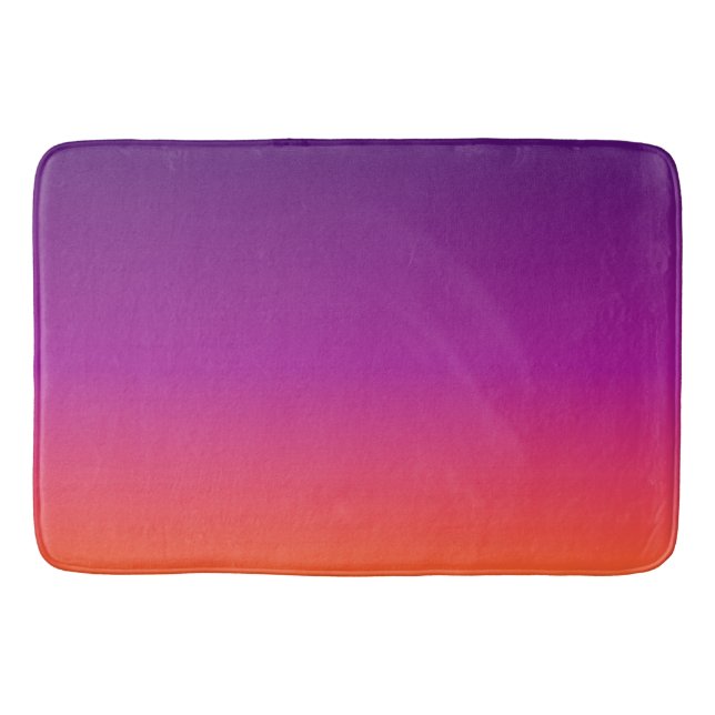 Purple, pink and orange gradient ombre bath mat (Front)