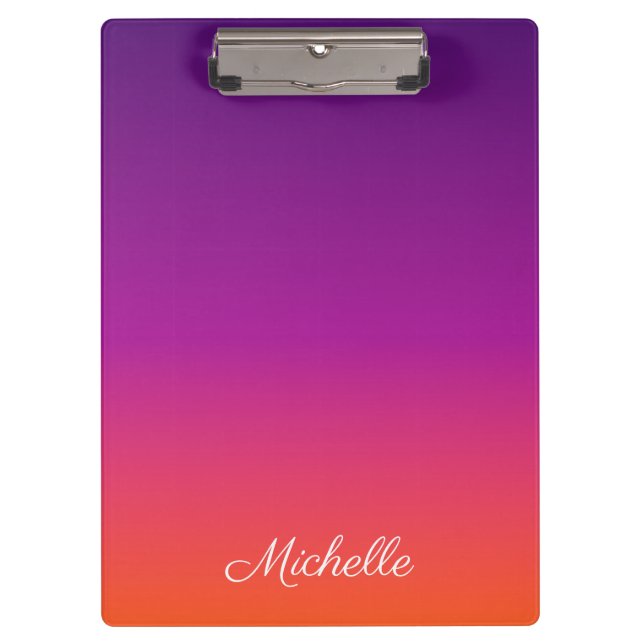 Purple, pink and orange gradient ombre clipboard (Front)