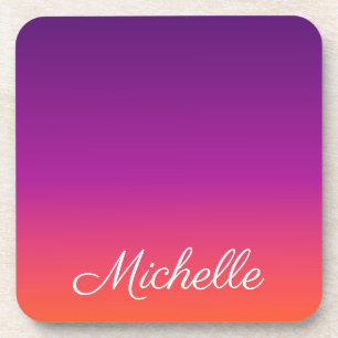 Purple, pink and orange gradient ombre coaster