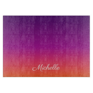 Purple, pink and orange gradient ombre cutting board