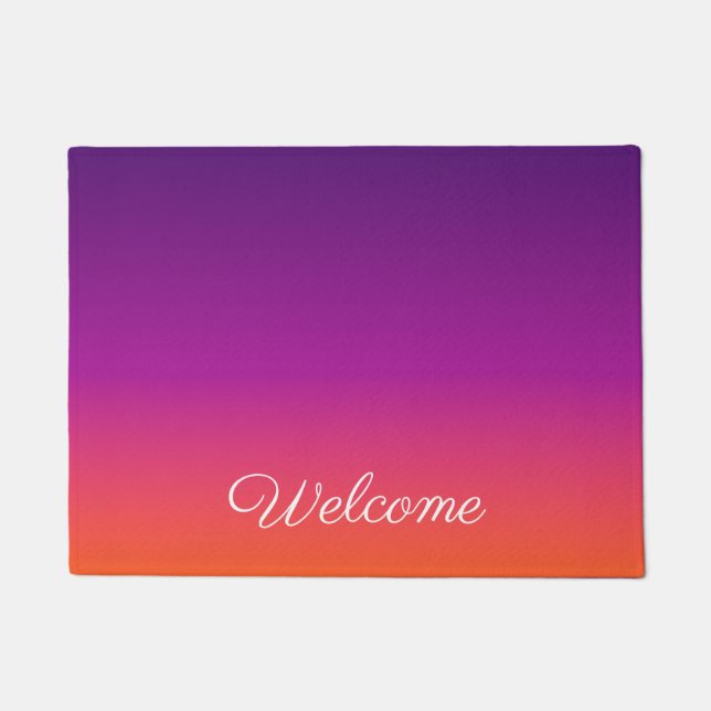 Purple, pink and orange gradient ombre doormat (Front)