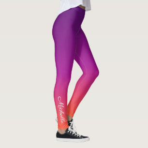 Purple, pink and orange gradient ombre leggings