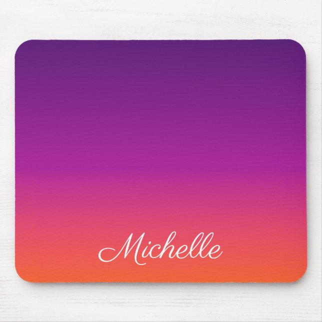 Purple, pink and orange gradient ombre mouse pad (Front)