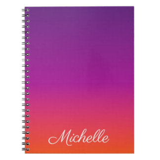 Purple, pink and orange gradient ombre notebook