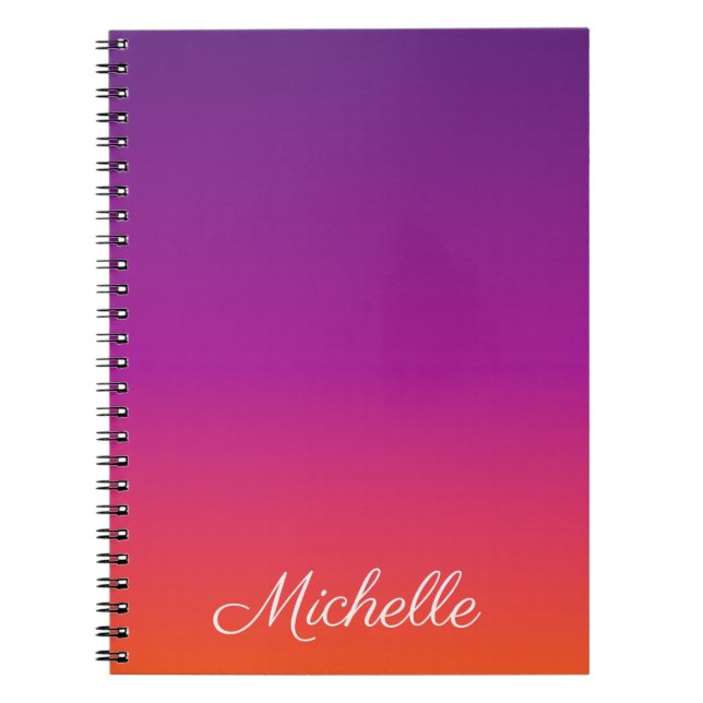 Purple, pink and orange gradient ombre notebook (Front)