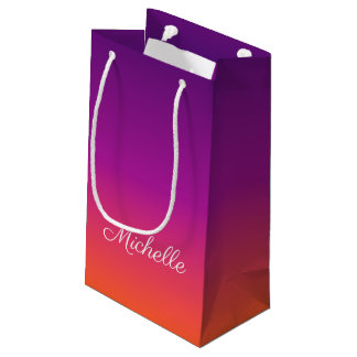 Purple, pink and orange gradient ombre small gift bag
